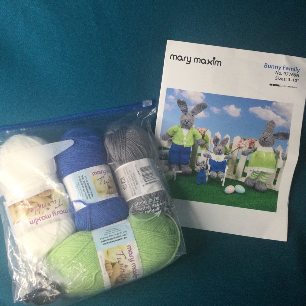 Mary Maxim Easter Bunny Family Knitting Kit